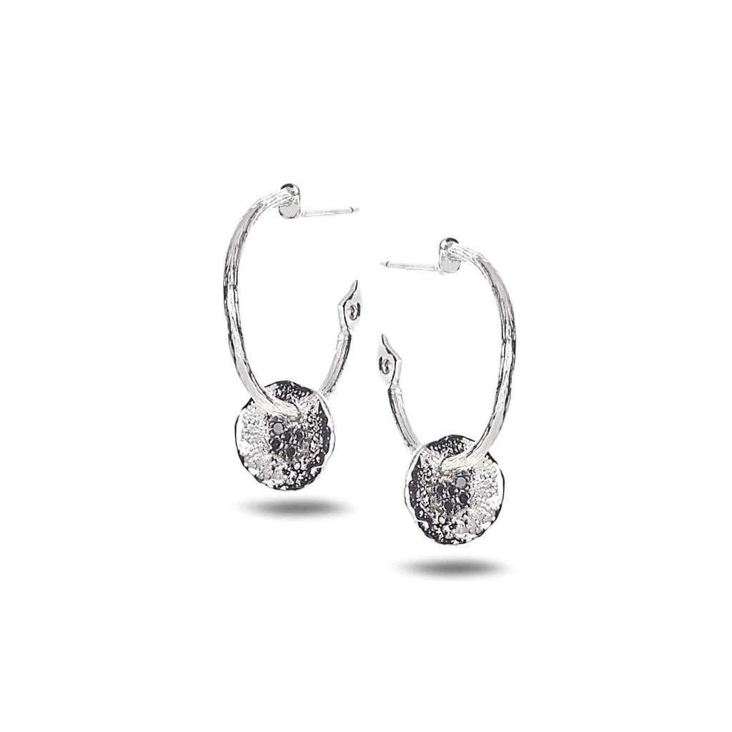 Serenity Sterling Silver Flower Hoop Earrings