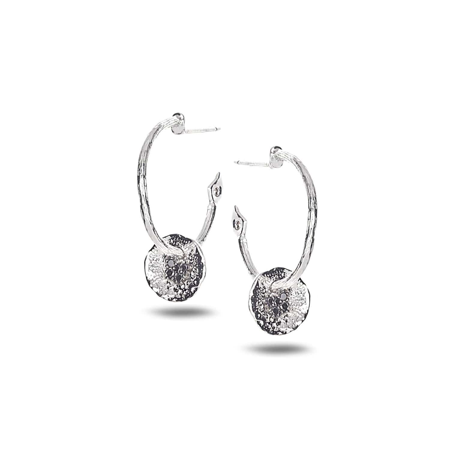 Serenity Sterling Silver Flower Hoop Earrings
