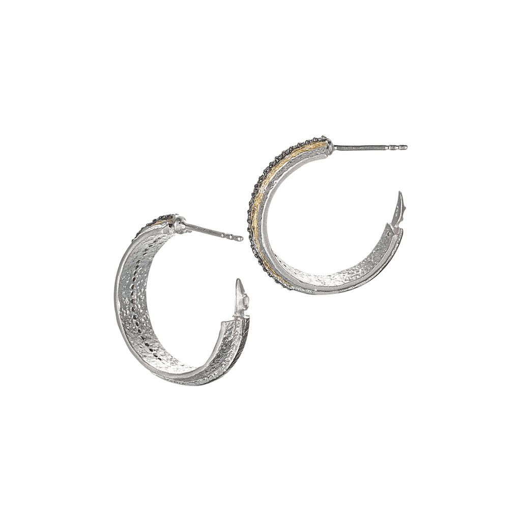 Sterling Silver Hoop Earrings With Diamonds