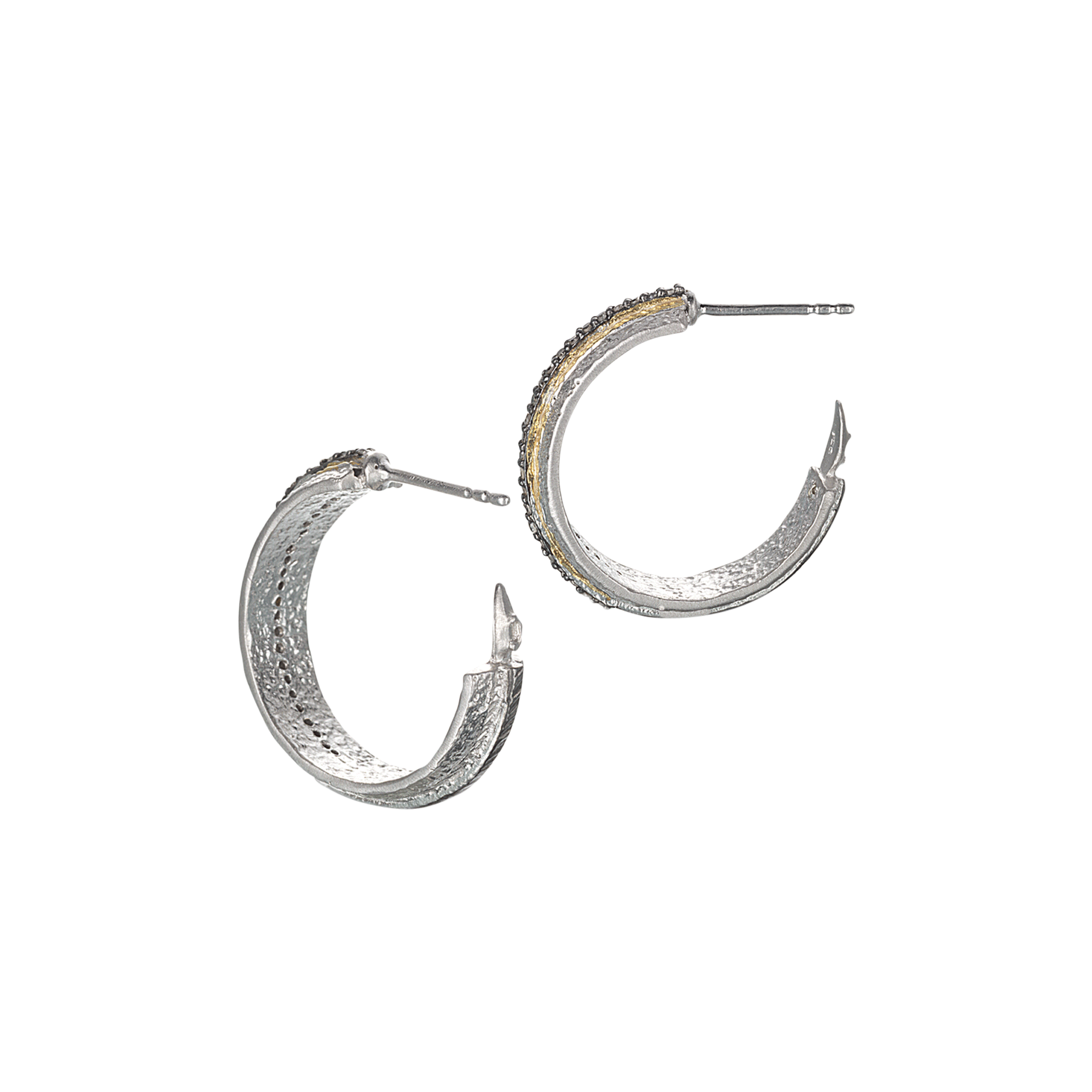 Sterling Silver Hoop Earrings With Diamonds